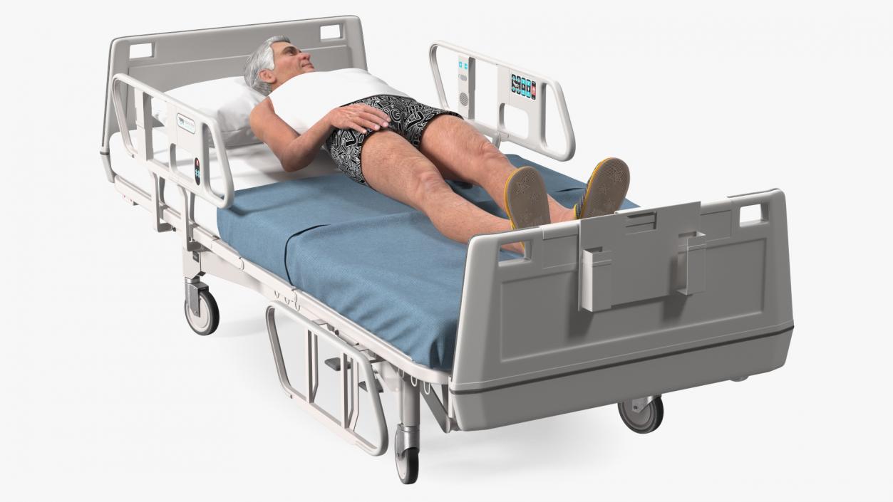 3D model Patient on Hospital Bed Rigged