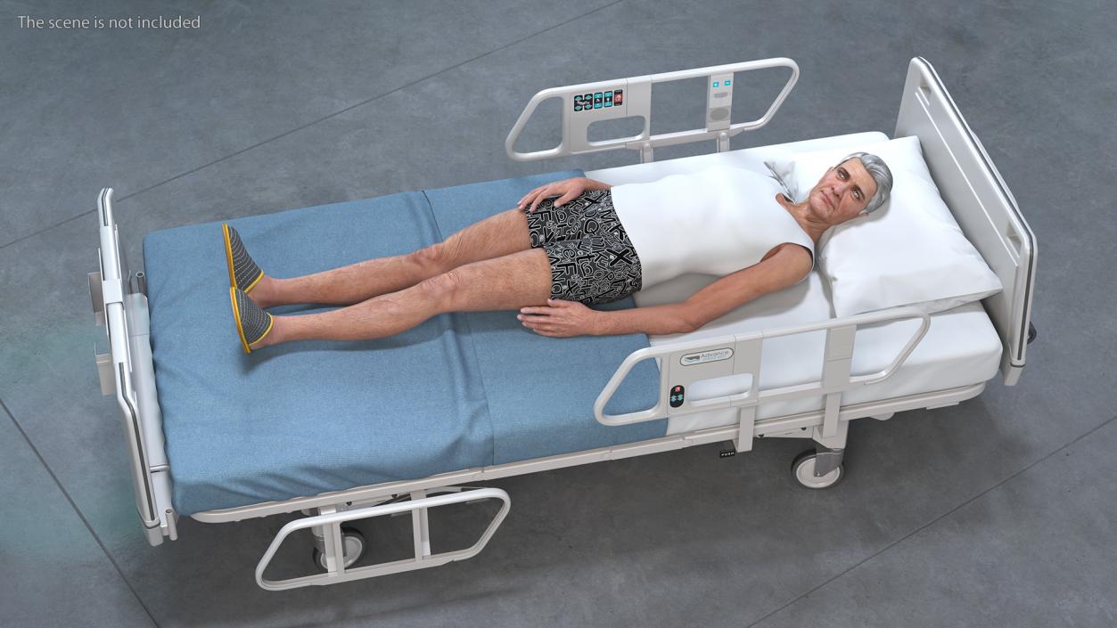 3D model Patient on Hospital Bed Rigged