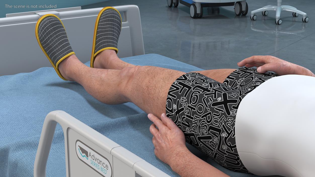 3D model Patient on Hospital Bed Rigged