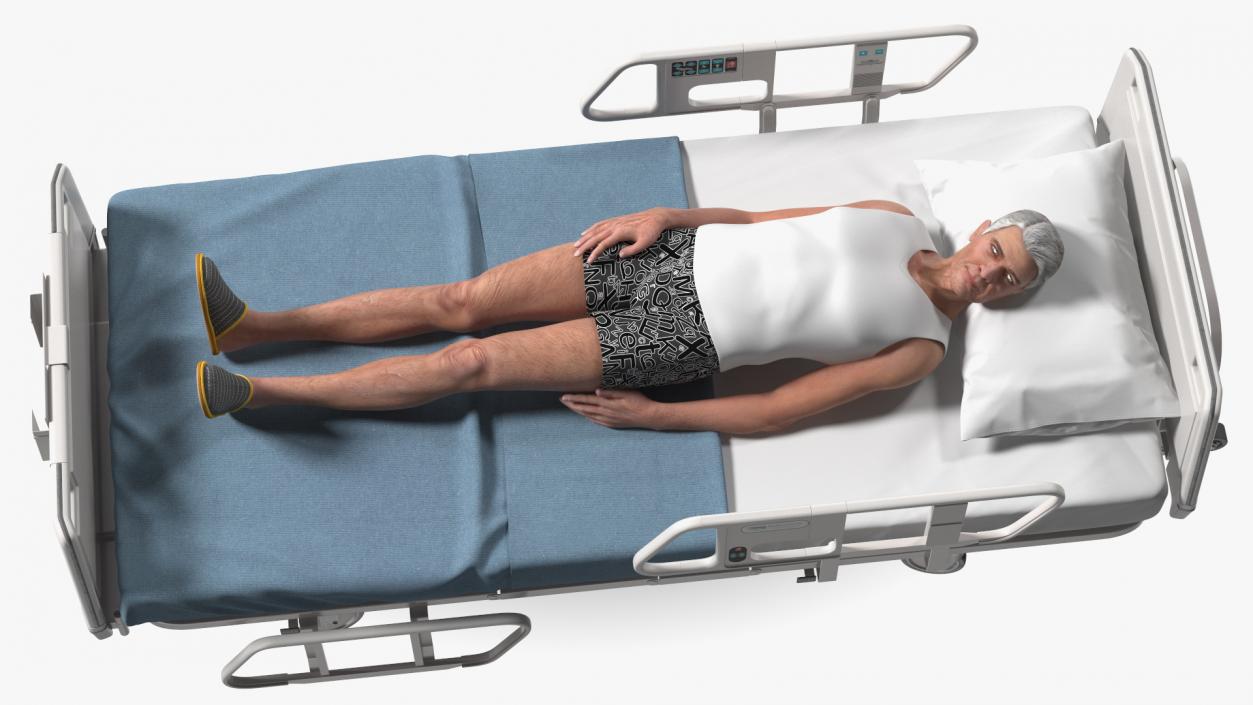 3D model Patient on Hospital Bed Rigged