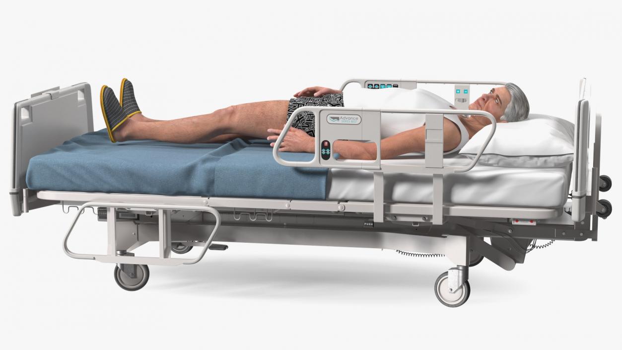 3D model Patient on Hospital Bed Rigged