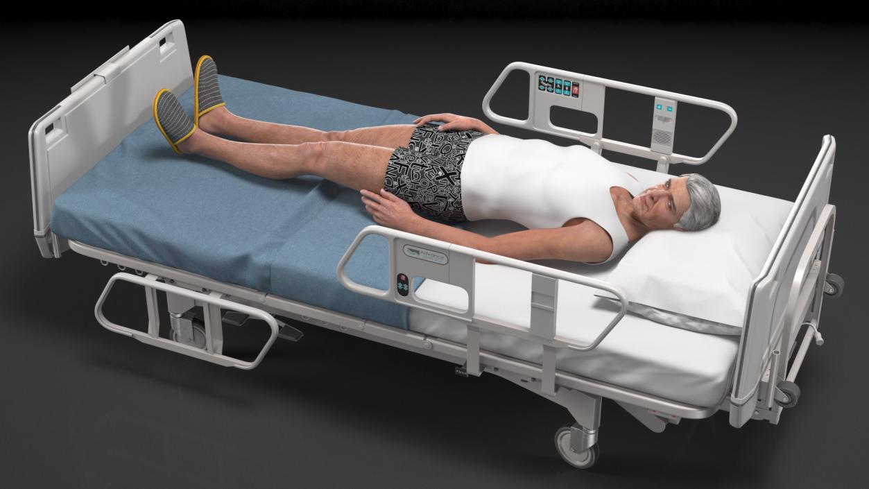 3D model Patient on Hospital Bed Rigged