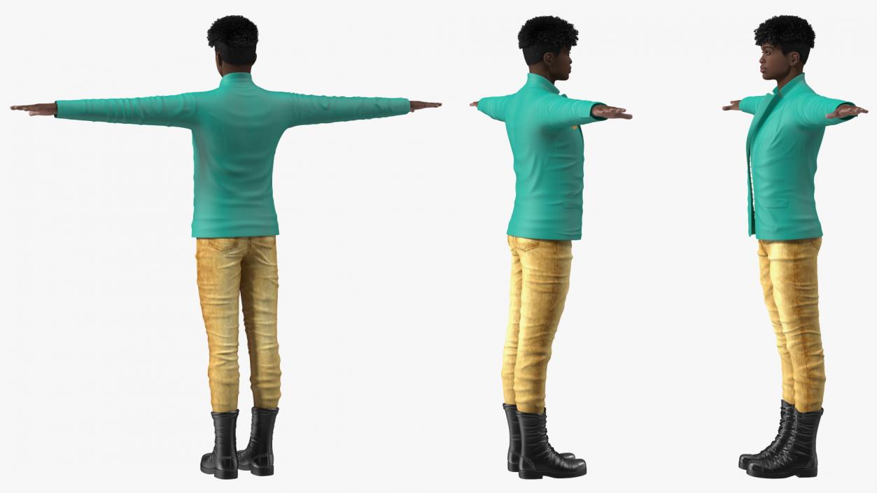 3D Dark Skin Teenager Fashionable Style T Pose model