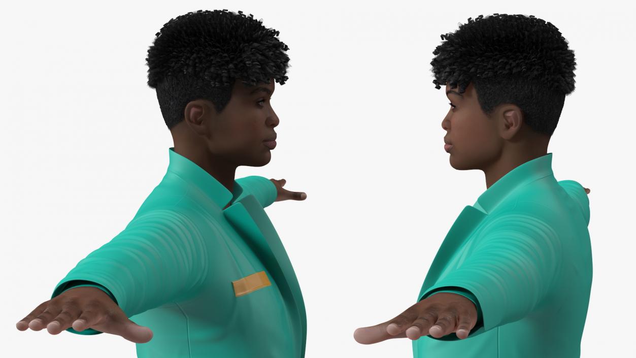 3D Dark Skin Teenager Fashionable Style T Pose model