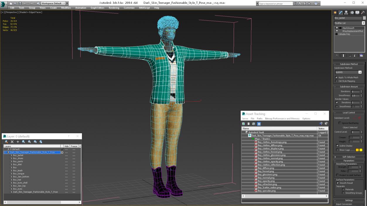 3D Dark Skin Teenager Fashionable Style T Pose model