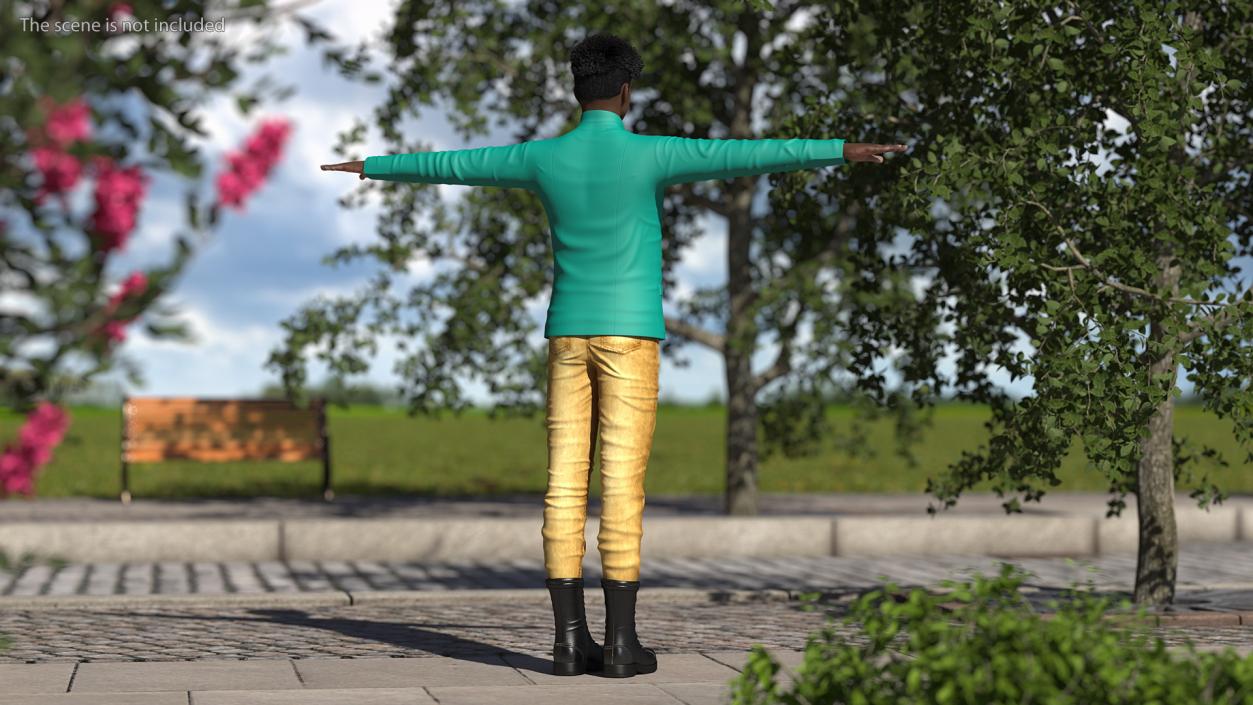 3D Dark Skin Teenager Fashionable Style T Pose model