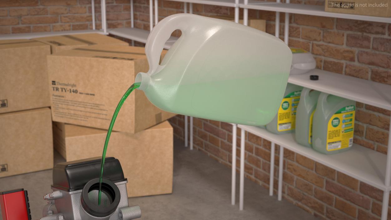 3D Plastic Canister with Green Liquid Pouring Out