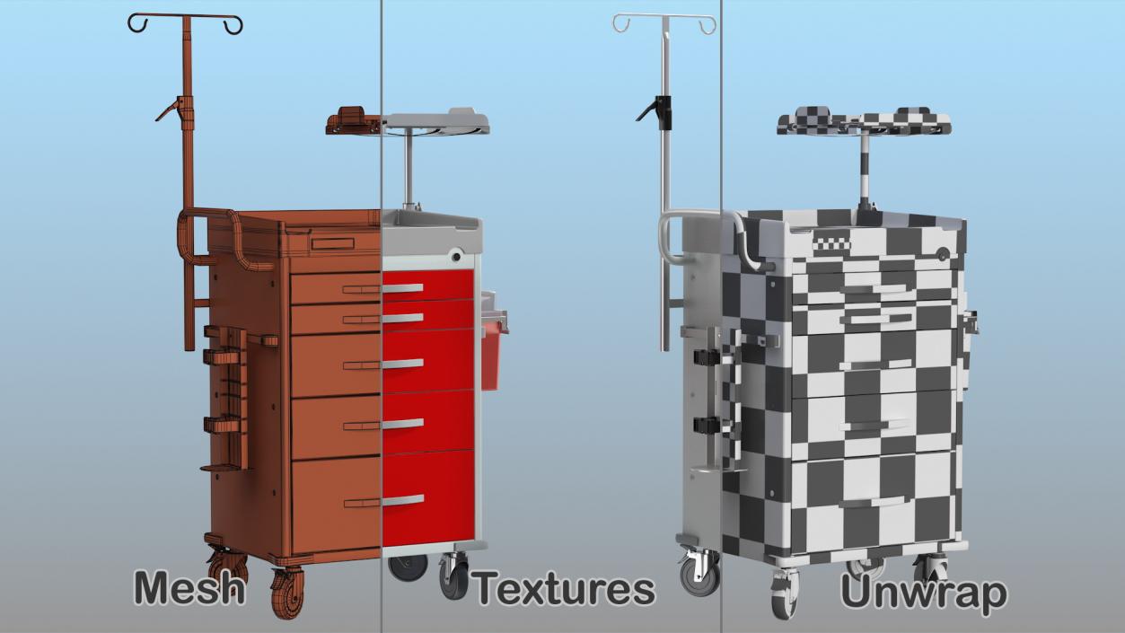 3D model Detecto Medical Cart with Defibrillator Shelf