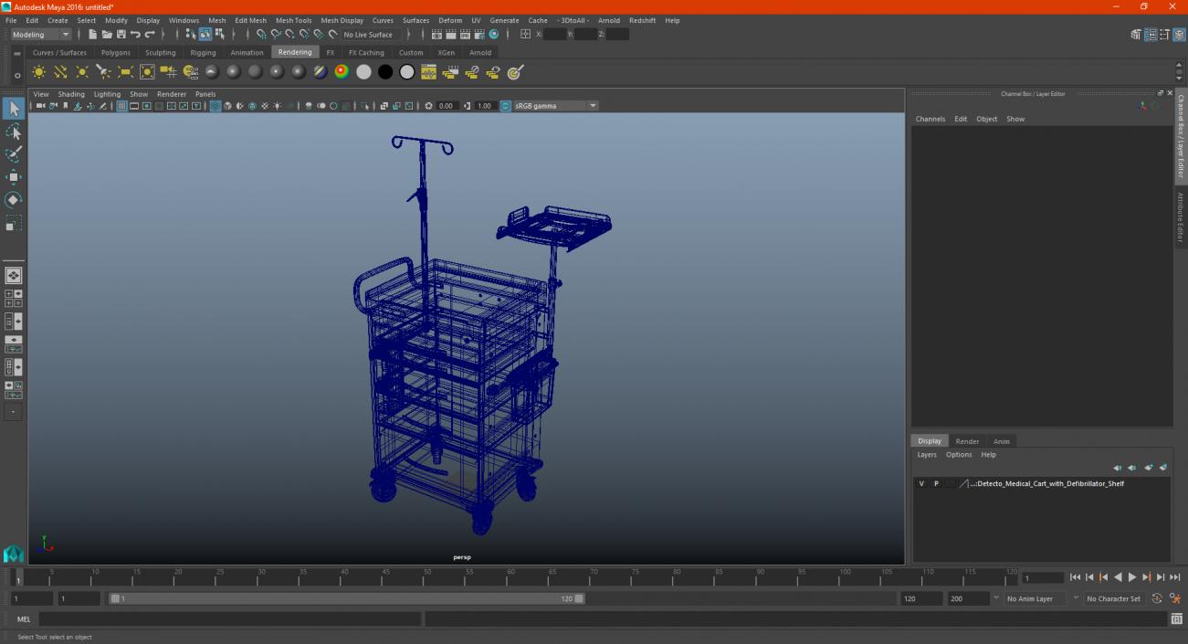 3D model Detecto Medical Cart with Defibrillator Shelf