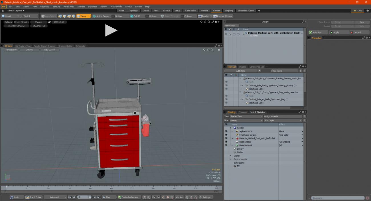 3D model Detecto Medical Cart with Defibrillator Shelf