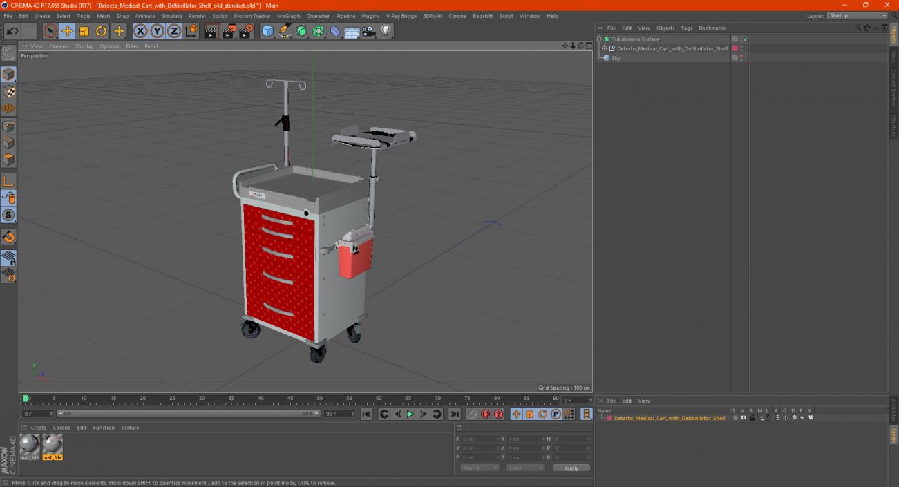 3D model Detecto Medical Cart with Defibrillator Shelf