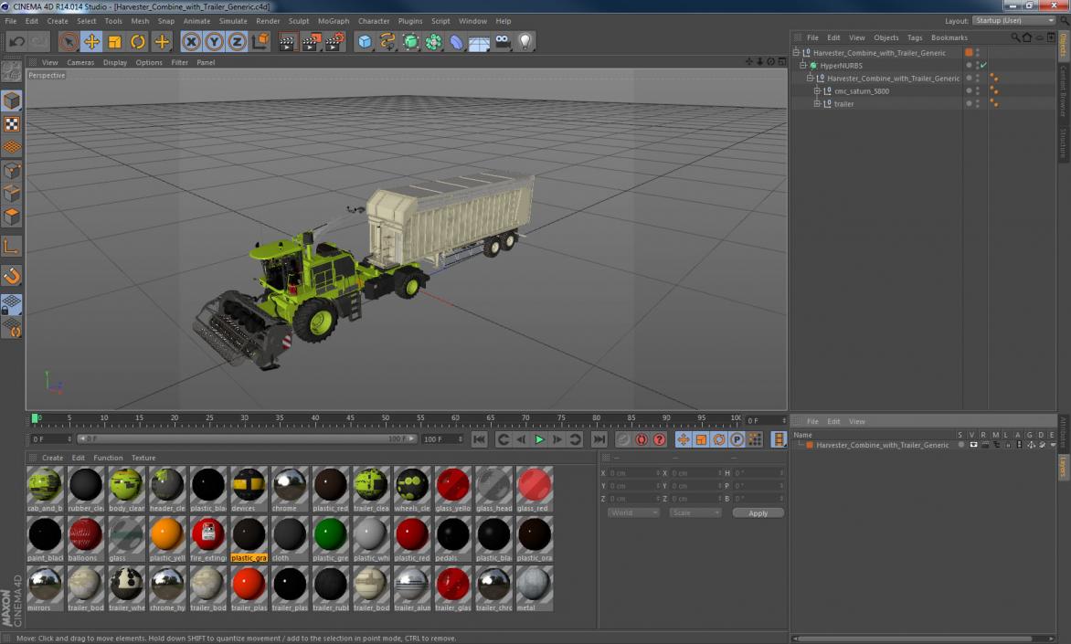 3D model Harvester Combine with Trailer