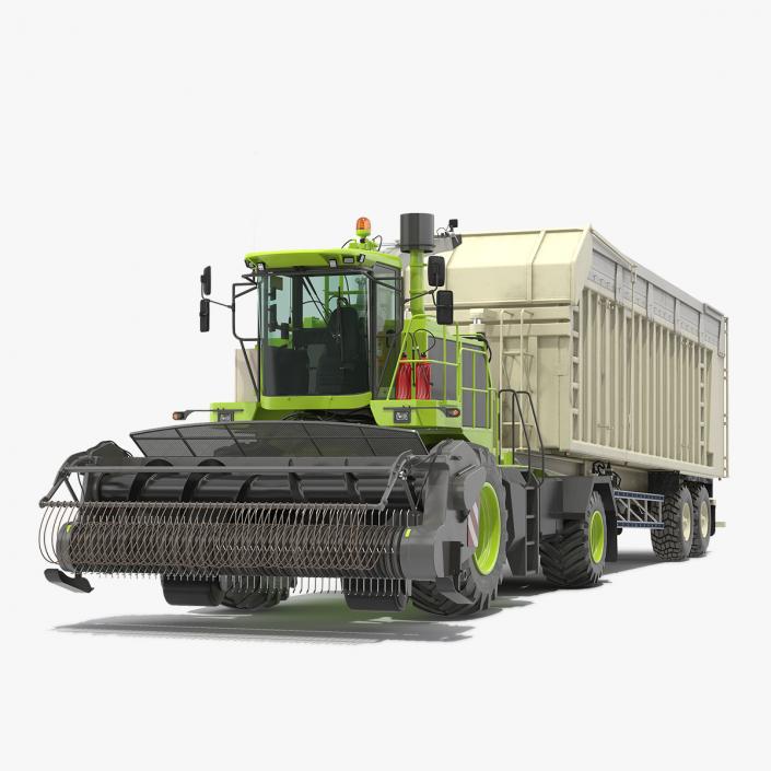 3D model Harvester Combine with Trailer