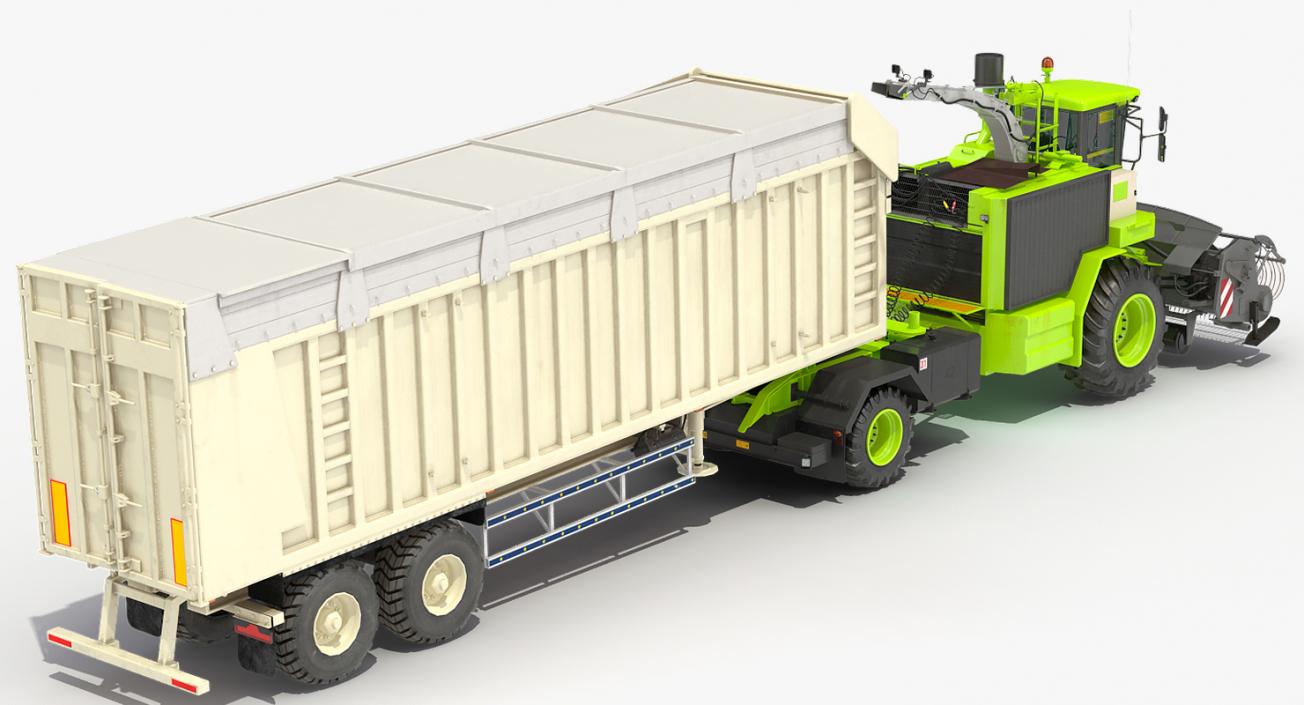 3D model Harvester Combine with Trailer