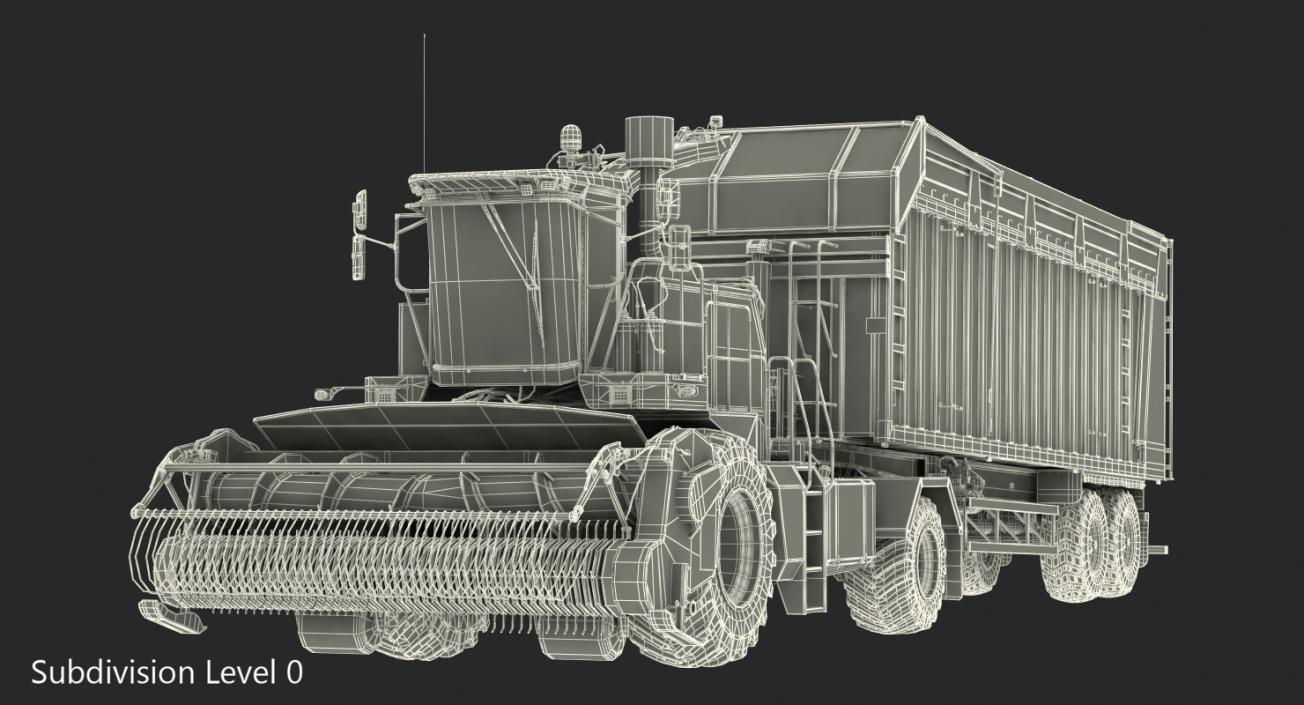 3D model Harvester Combine with Trailer