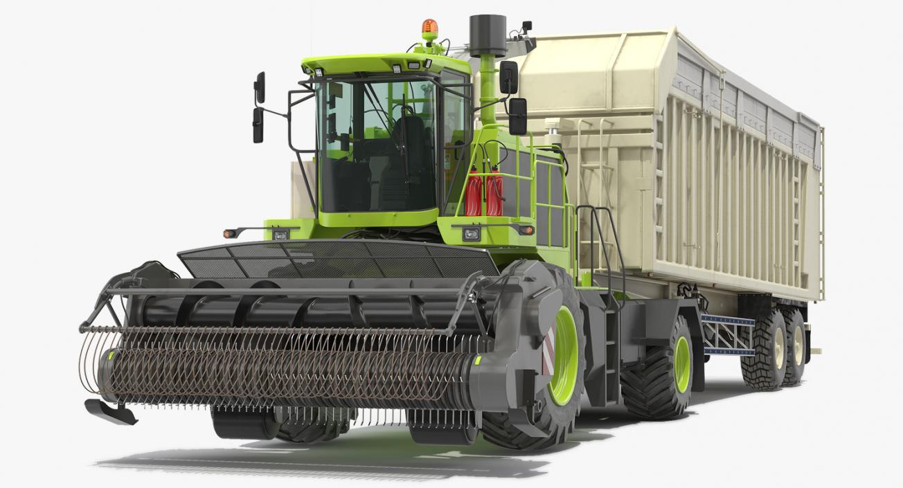 3D model Harvester Combine with Trailer