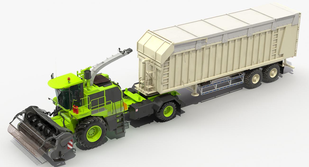 3D model Harvester Combine with Trailer