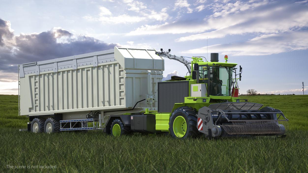 3D model Harvester Combine with Trailer