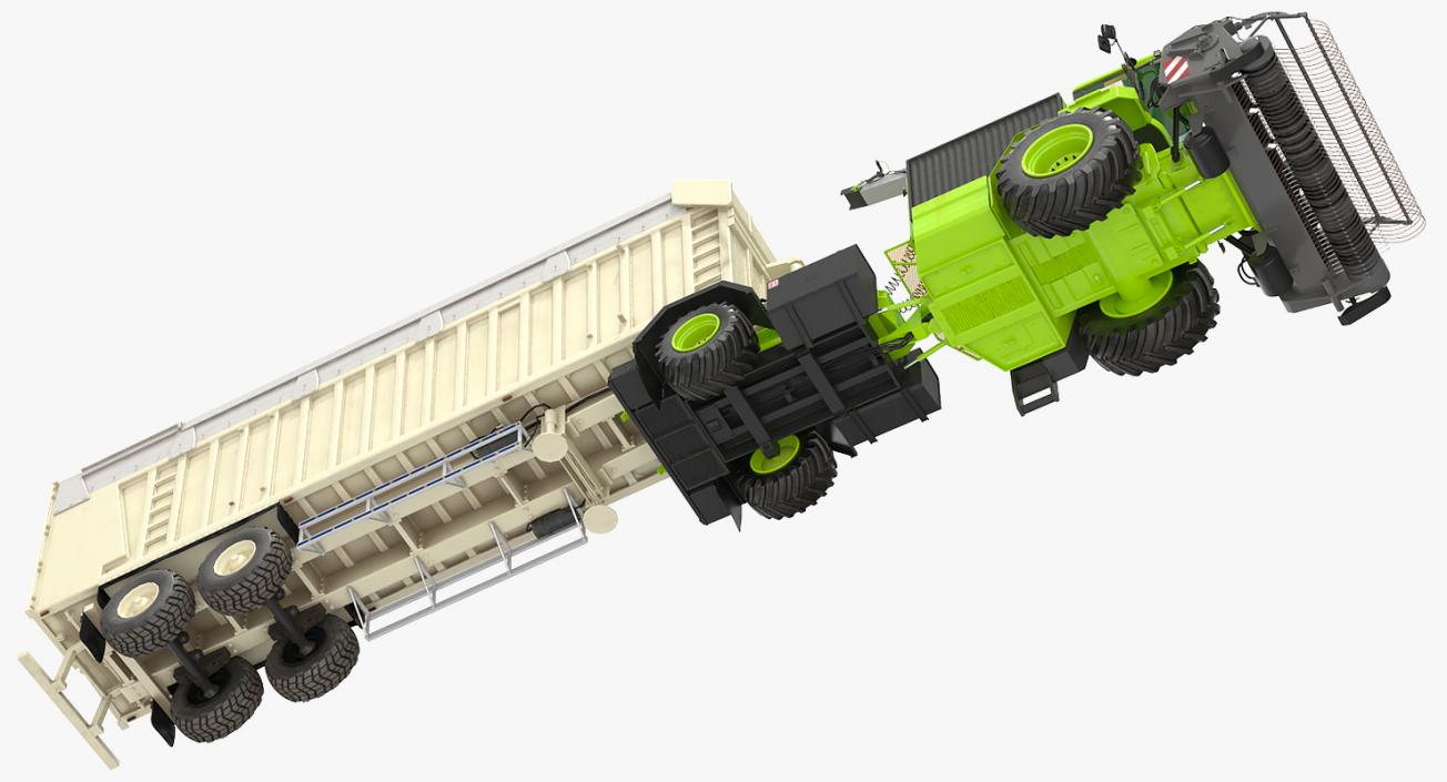 3D model Harvester Combine with Trailer