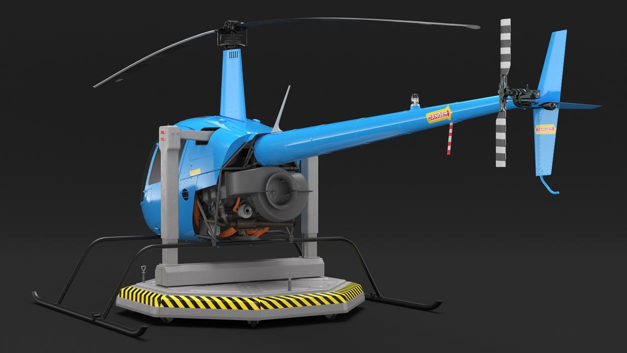 3D model Small Helicopter Training Machine Blue Rigged