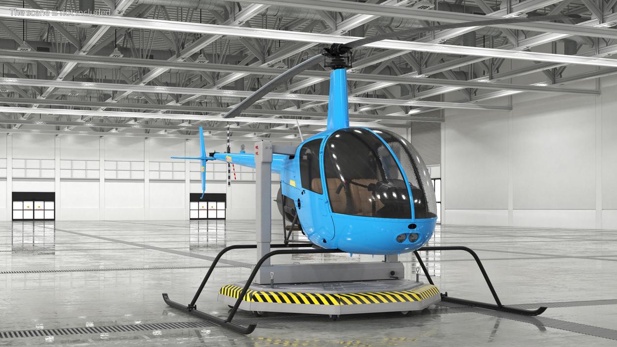 3D model Small Helicopter Training Machine Blue Rigged