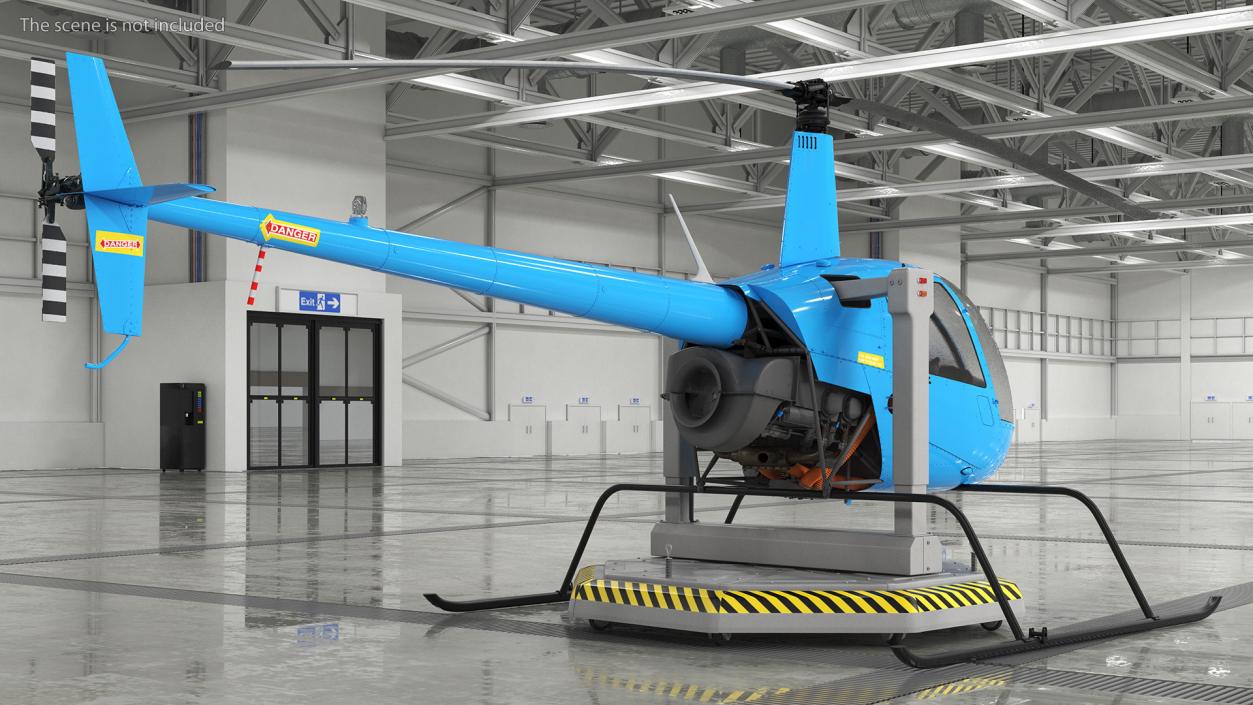 3D model Small Helicopter Training Machine Blue Rigged