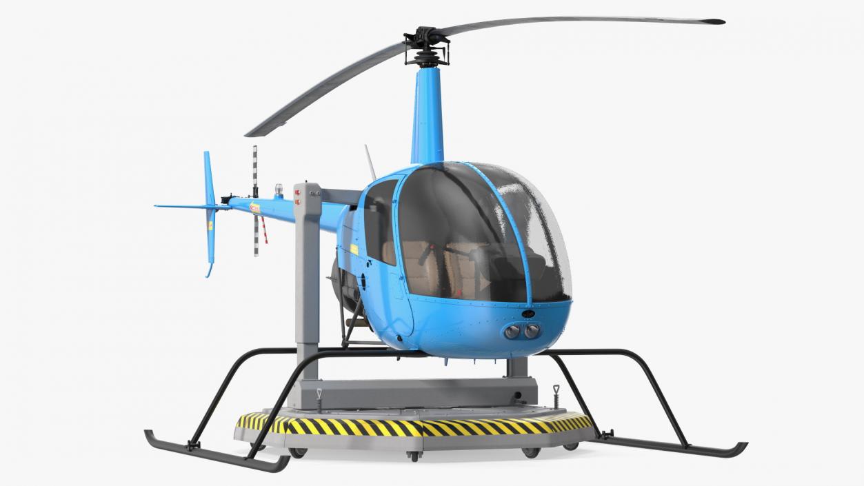 3D model Small Helicopter Training Machine Blue Rigged