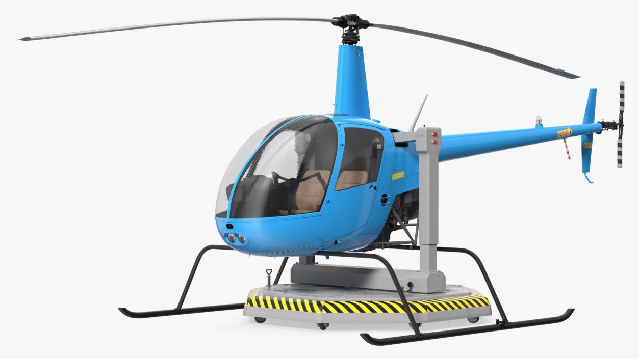 3D model Small Helicopter Training Machine Blue Rigged