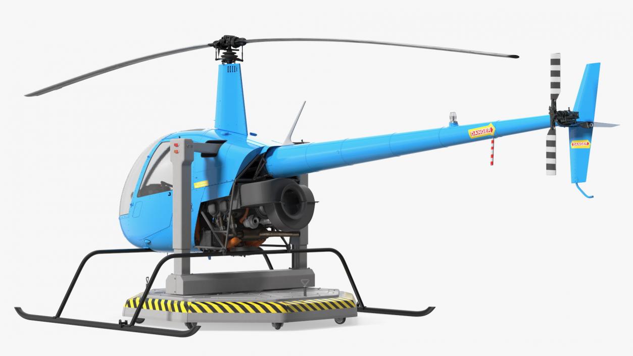 3D model Small Helicopter Training Machine Blue Rigged