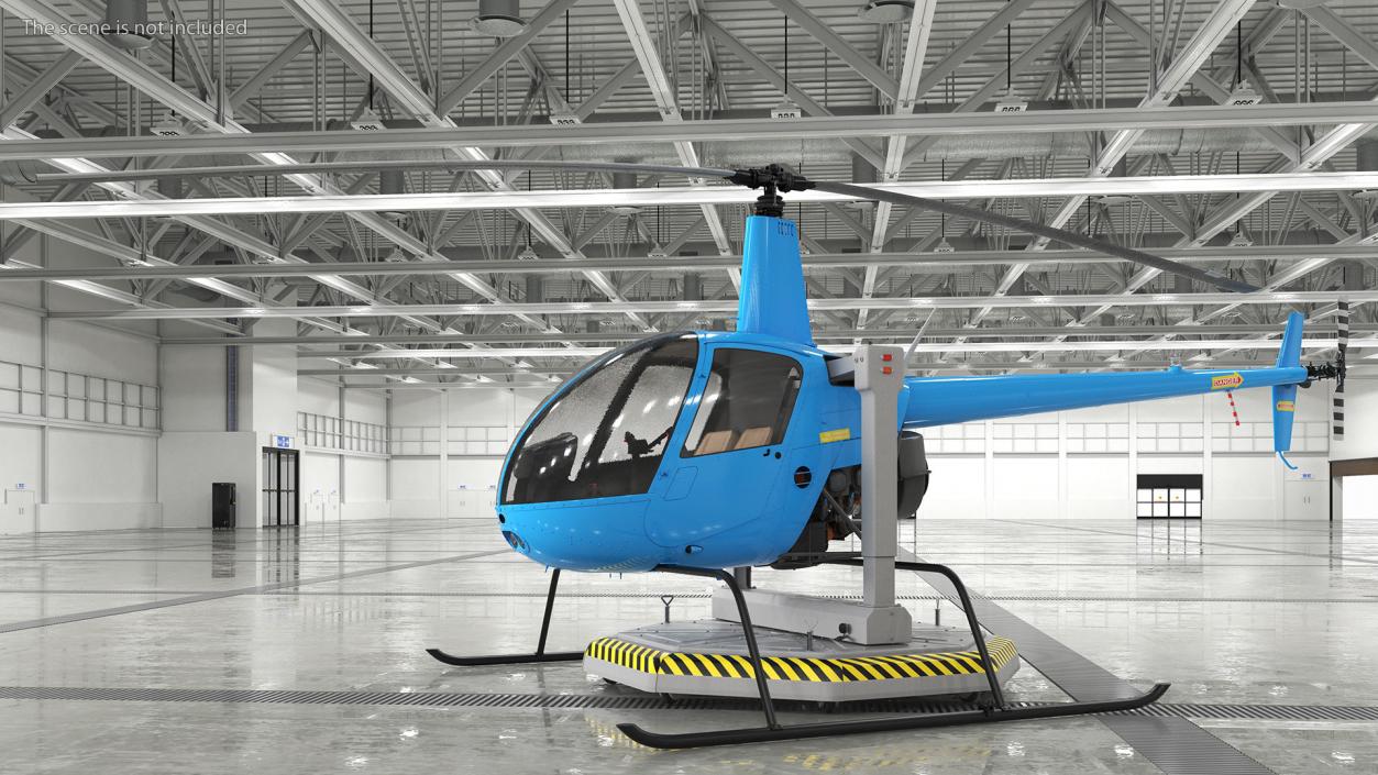 3D model Small Helicopter Training Machine Blue Rigged