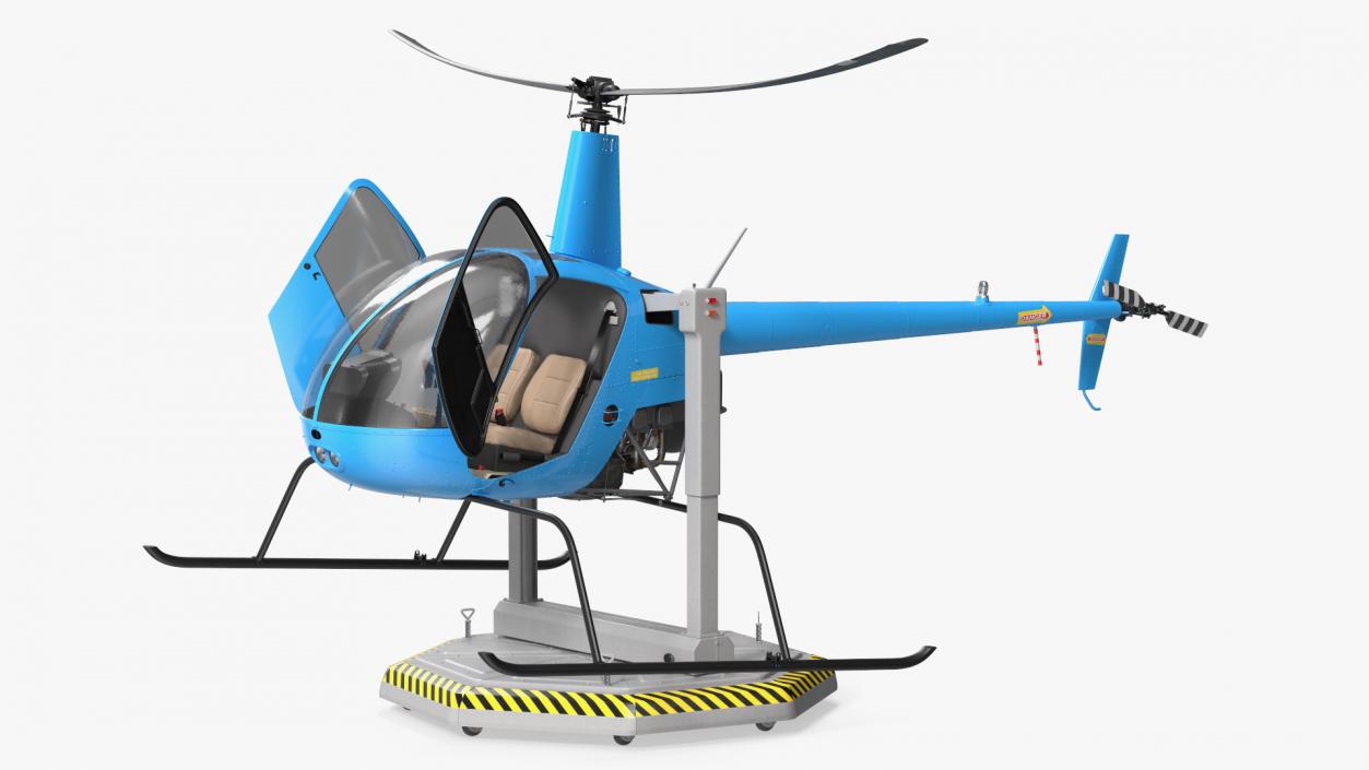 3D model Small Helicopter Training Machine Blue Rigged