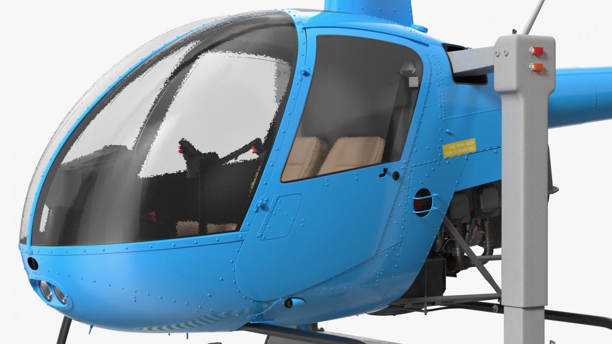 3D model Small Helicopter Training Machine Blue Rigged