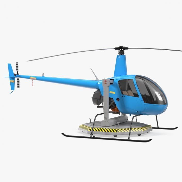 3D model Small Helicopter Training Machine Blue Rigged