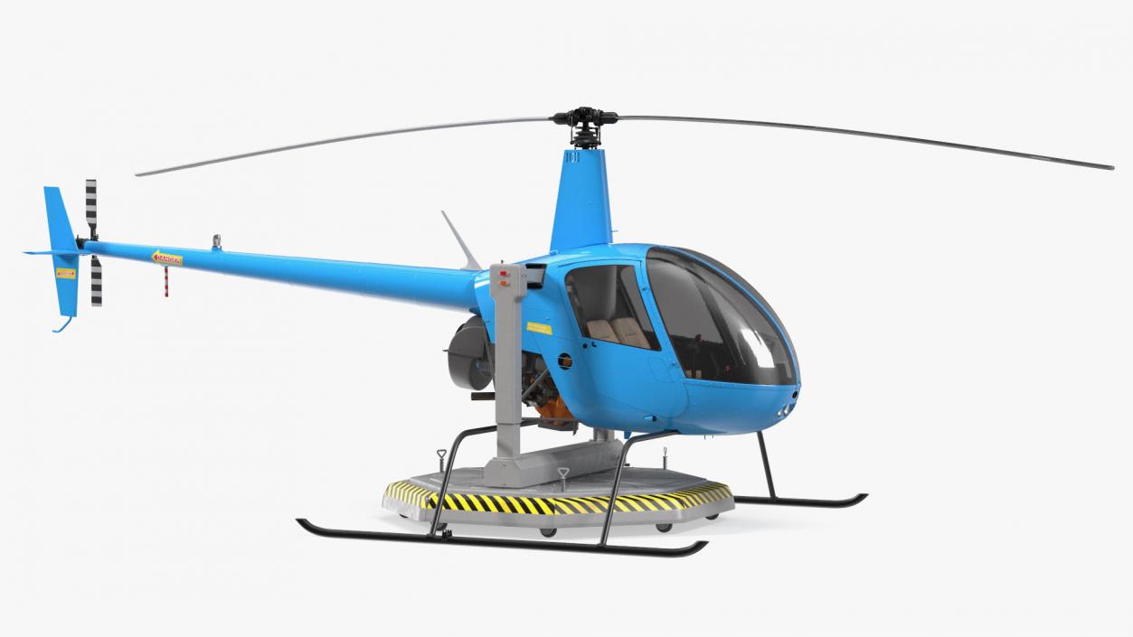 3D model Small Helicopter Training Machine Blue Rigged