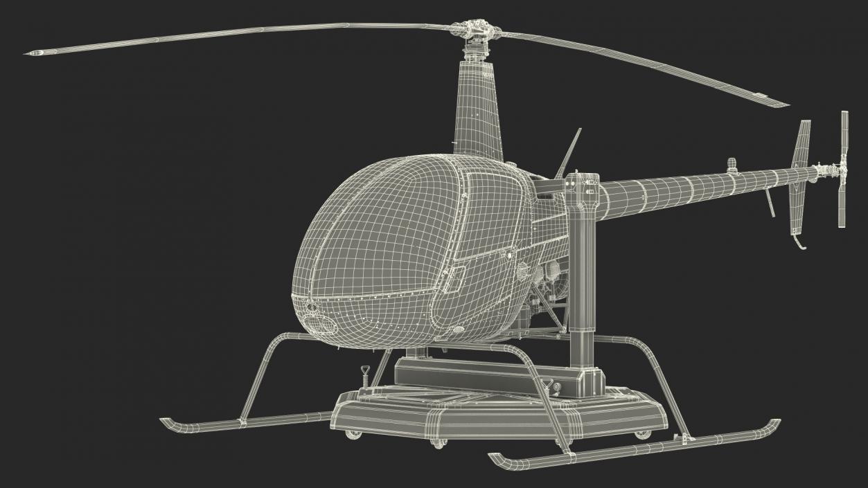 3D model Small Helicopter Training Machine Blue Rigged