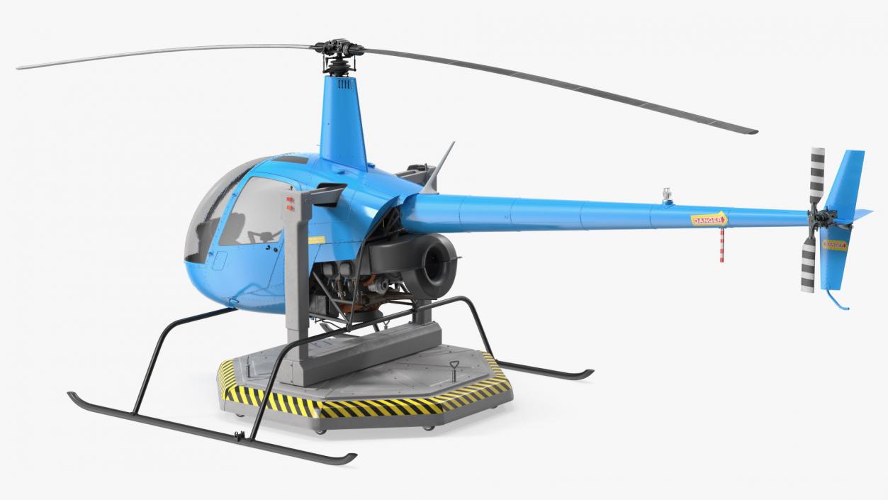 3D model Small Helicopter Training Machine Blue Rigged