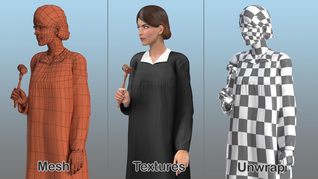 3D Female Judge with Gavel model