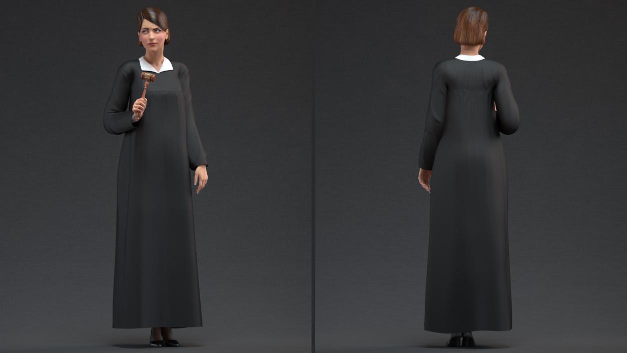 3D Female Judge with Gavel model