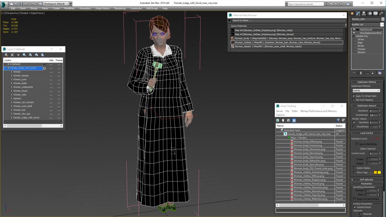 3D Female Judge with Gavel model