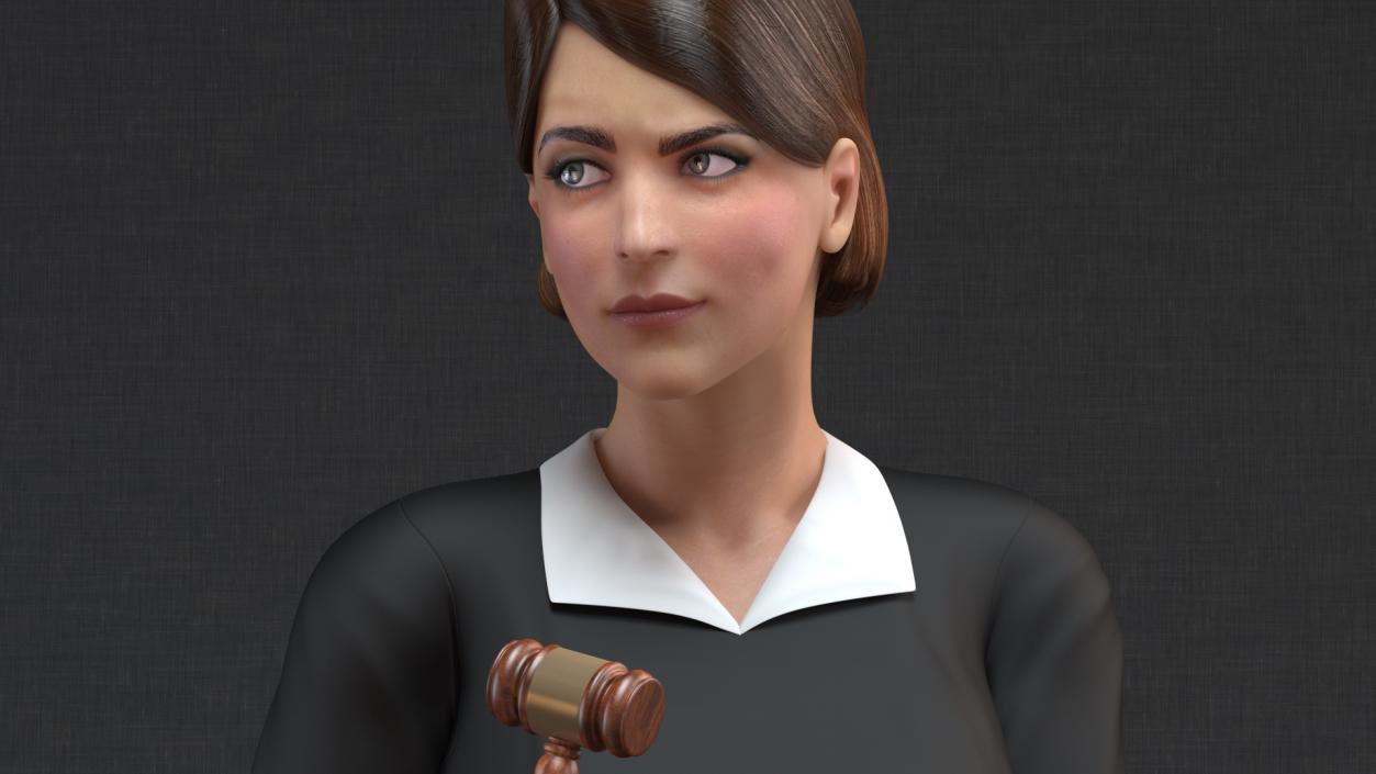 3D Female Judge with Gavel model