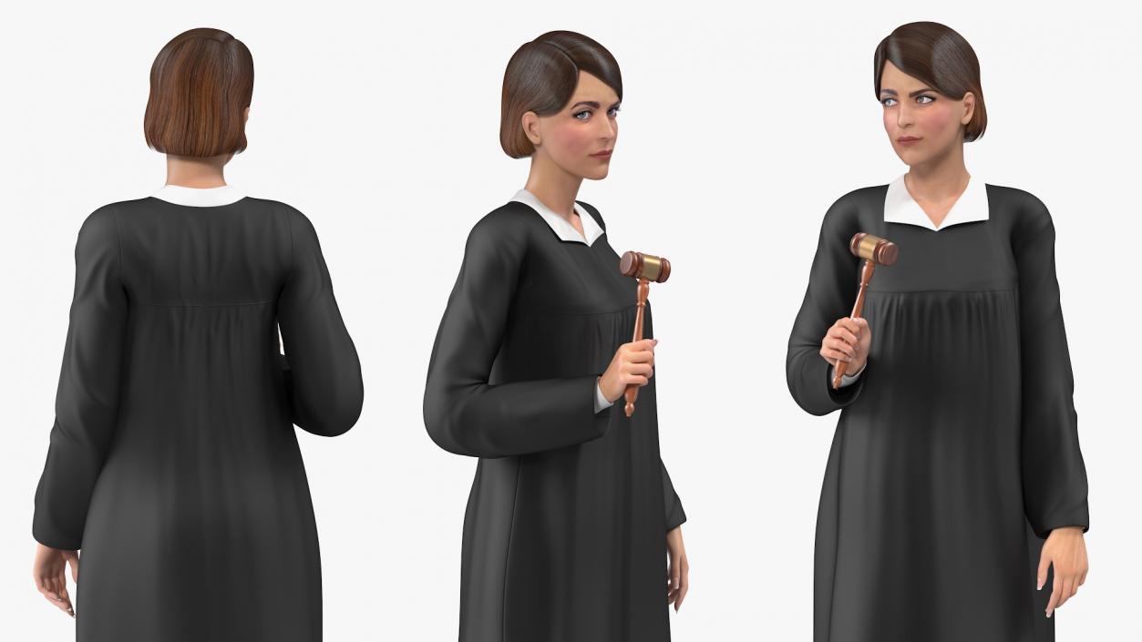 3D Female Judge with Gavel model