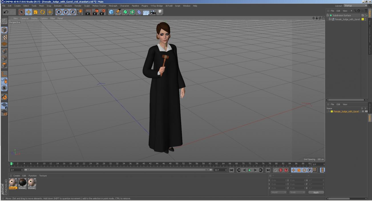 3D Female Judge with Gavel model