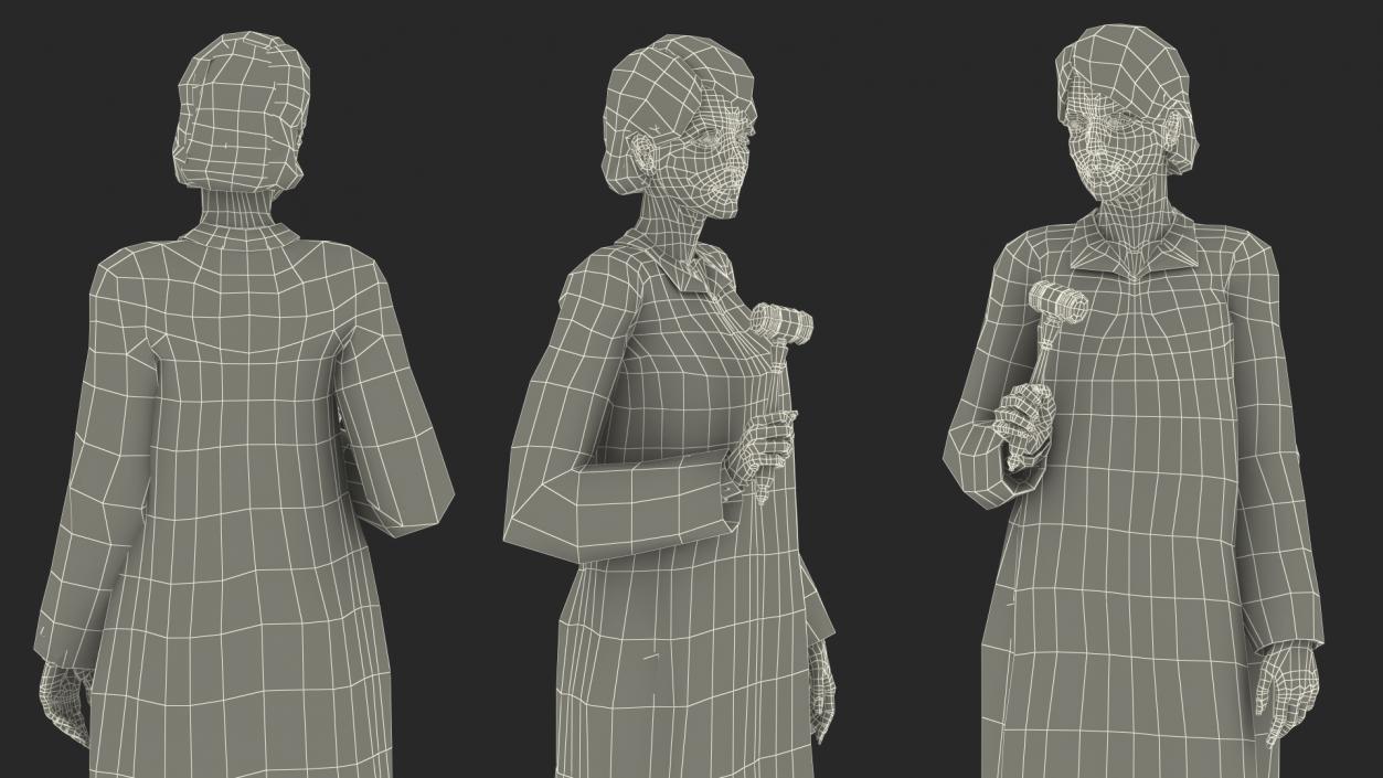 3D Female Judge with Gavel model