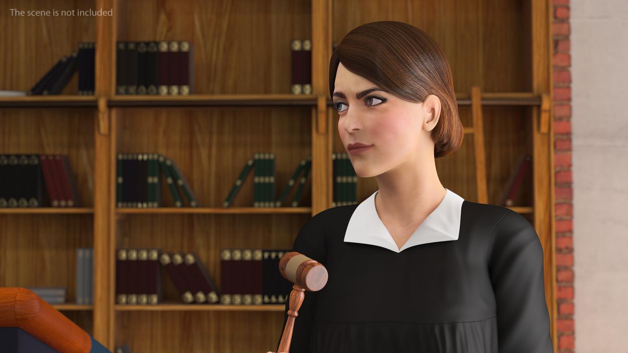 3D Female Judge with Gavel model