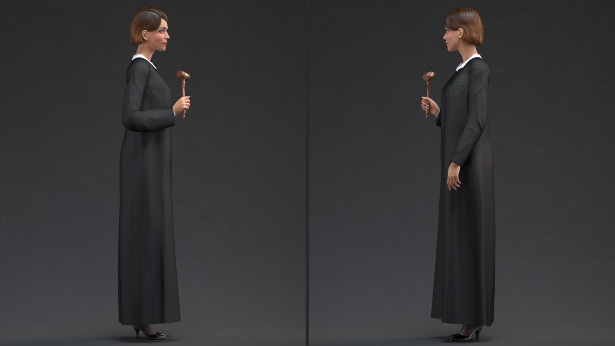 3D Female Judge with Gavel model