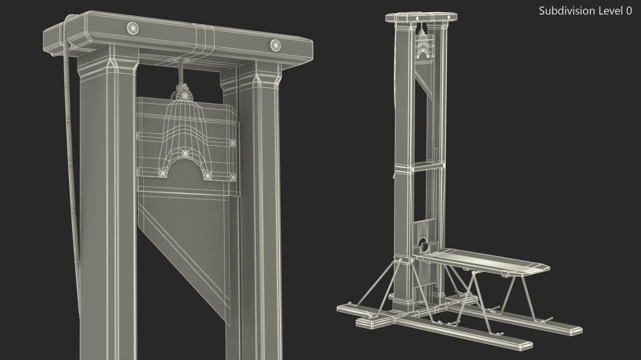 3D Antique 19th Century French Guillotine model