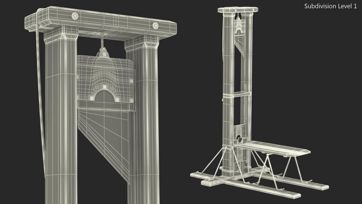 3D Antique 19th Century French Guillotine model