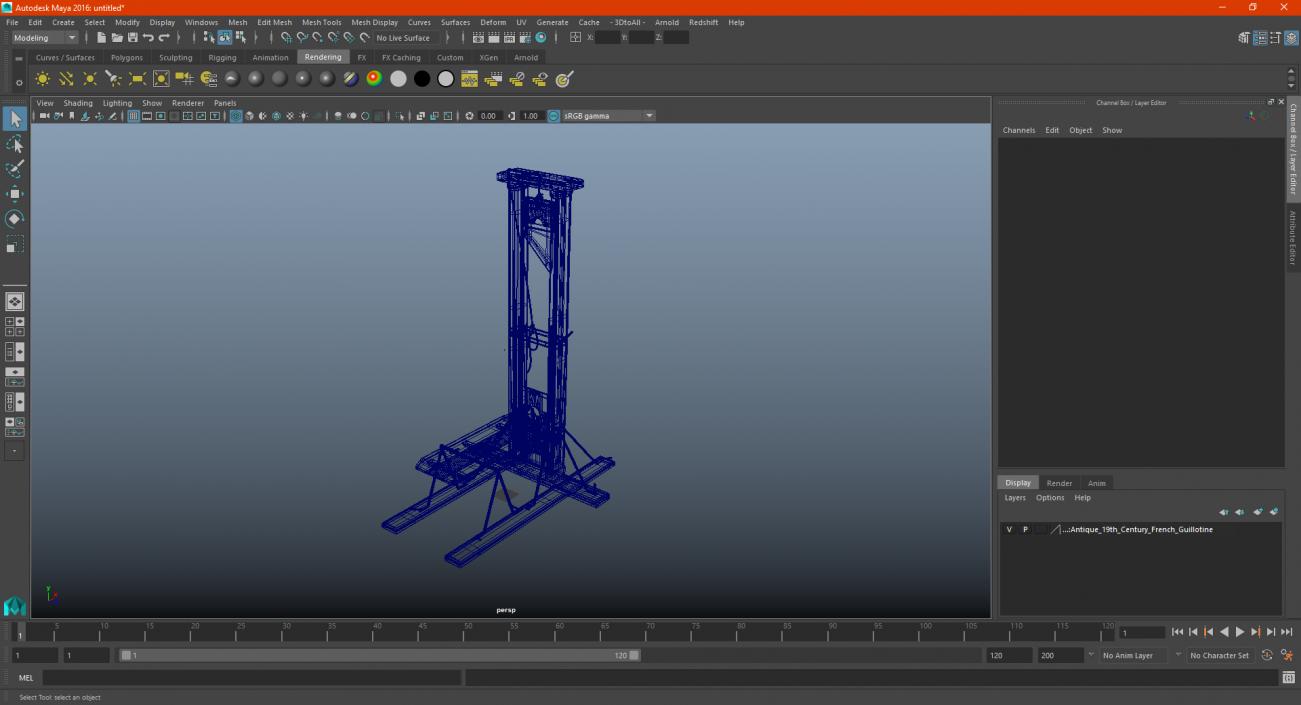 3D Antique 19th Century French Guillotine model