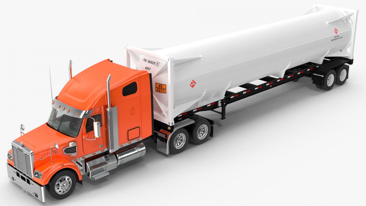 Freightliner Truck with Gas Tank Rigged 3D model