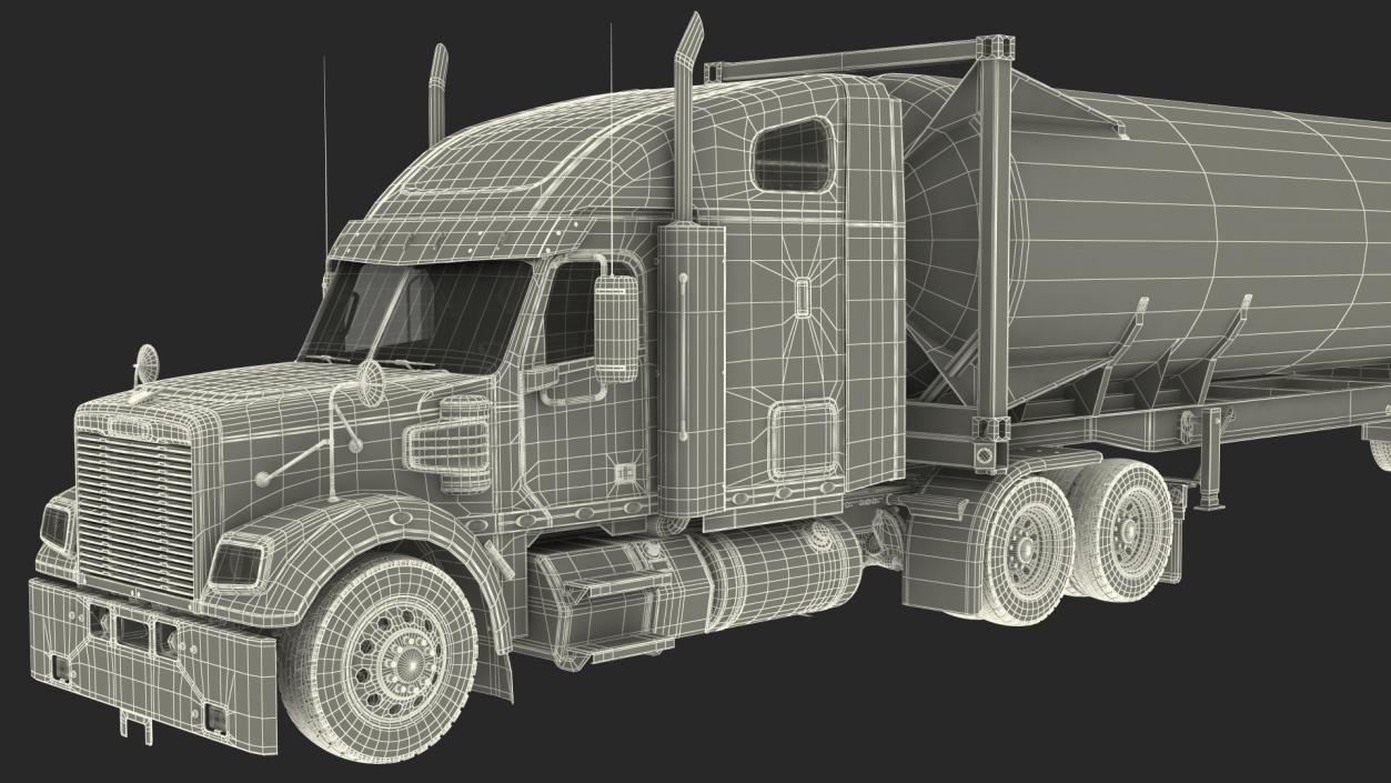 Freightliner Truck with Gas Tank Rigged 3D model